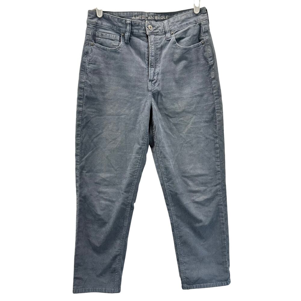 American Eagle Mom Straight Jeans Corduroy Pants Light Blue 8 Short